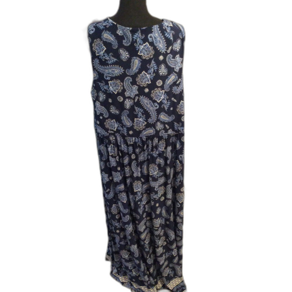 Plus Size 22W V Neck Navy Maxi Dress sleeveless London times - Picture 6 of 6